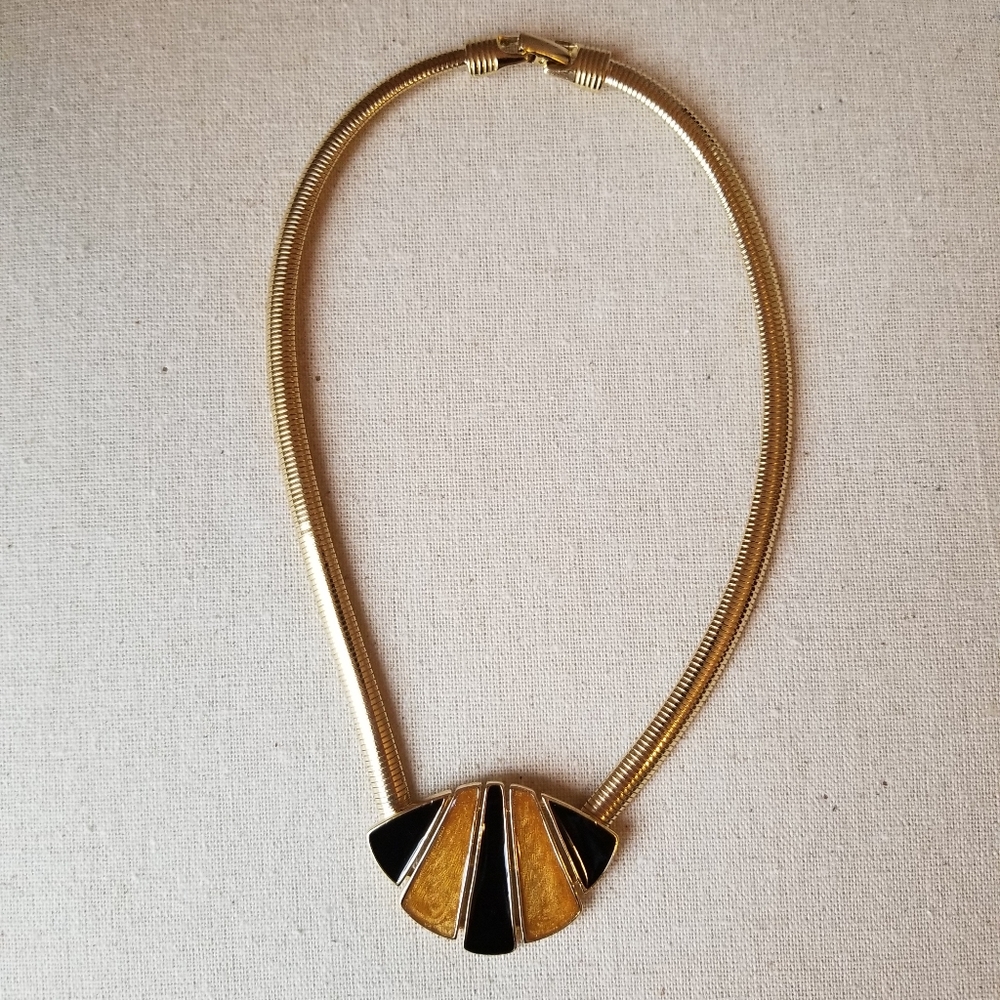 Trifari Vintage Black and Gold Necklace